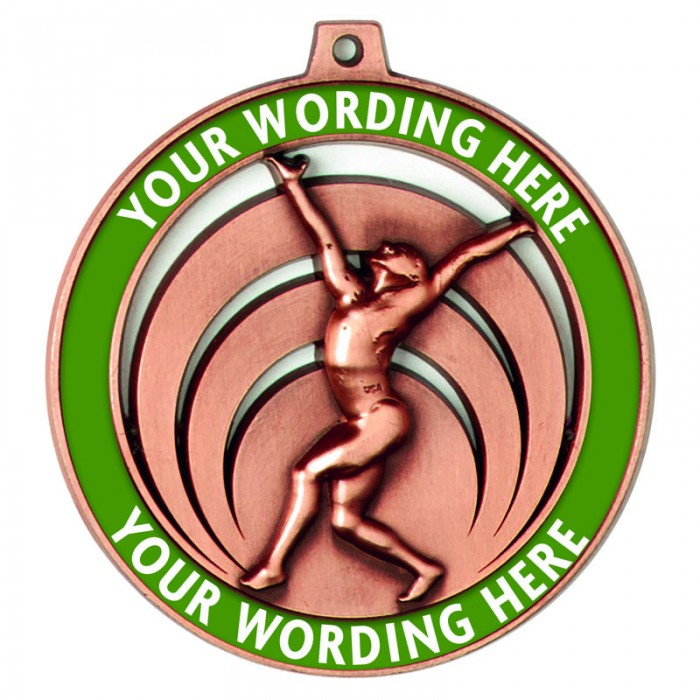 HALO GYMNASTIC MEDAL 55MM WITH CUSTOM TEXT (GOLD/SILVER/BRONZE) 